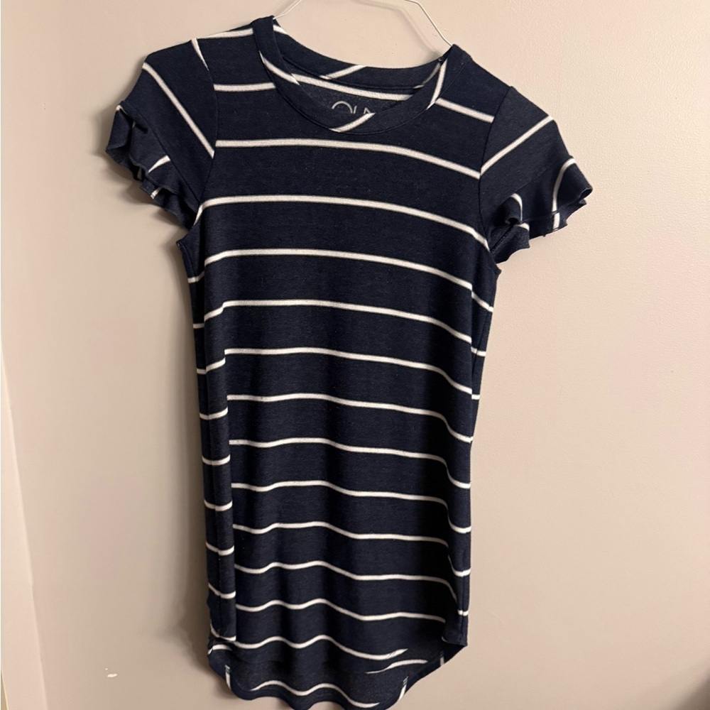 Chasor Navy Striped Ruffle-Sleeve Tee – Kids 14